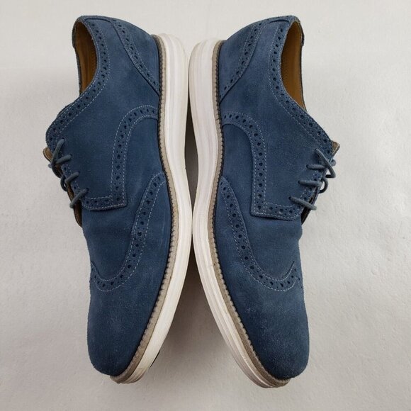 Cole Haan Lunargrand Wingtip Oxford Shoe Mens 11.5 Blue Suede Lace Up Dress - Picture 6 of 11